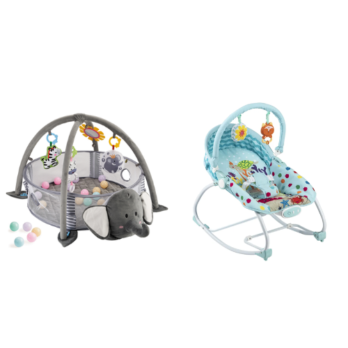3 in 1 Baby Activity Gym & Ball Pit + Ocean Theme Bouncer | Baby Newborn to Toddler Rocker Toy Bundle