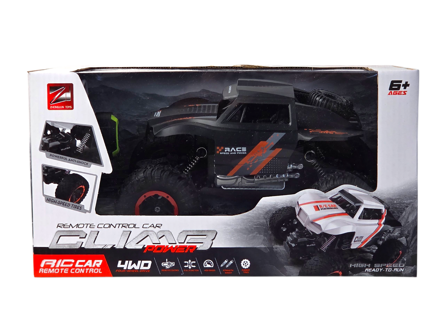 4WD RC Climb Power Orange Remote Control Car – High-Speed Off-Road Truck with Anti-Shock Suspension & Durable Tires