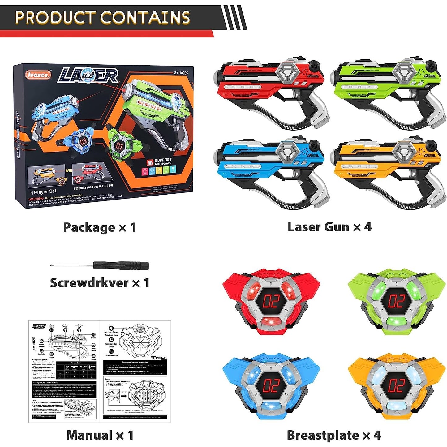 Laser Tag Gun Toy Set - Quad Pack