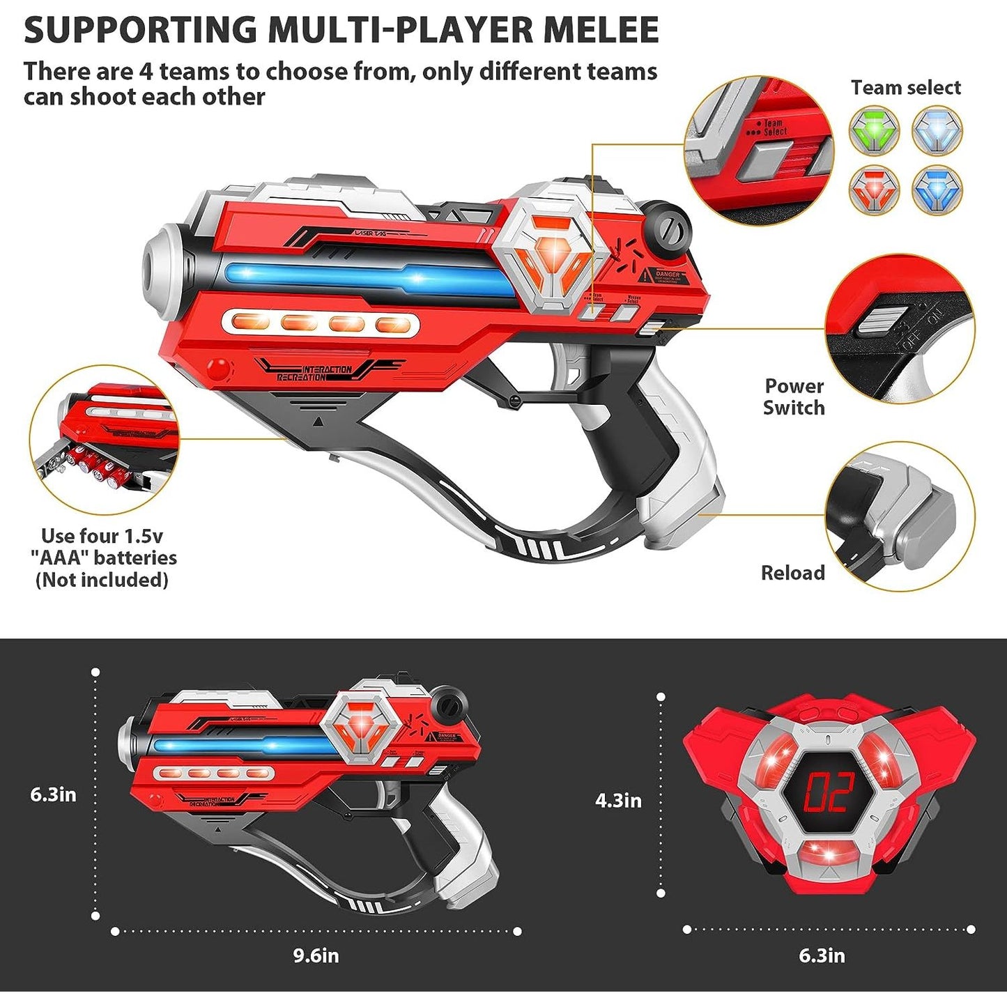 Laser Tag Gun Toy Set - Quad Pack