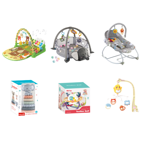 Baby Sensory & Playtime Mega Bundle – Activity Gym, Bouncer, Teethers & Stacking Toy Bundle