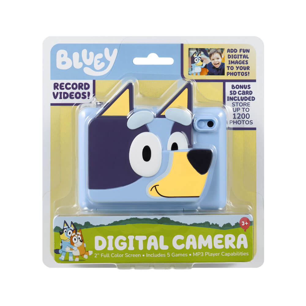 Bluey Digital Camera for kids, blue toy camera with Bluey face design