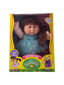Cabbage Patch Kids 18" Vintage Doll – Blue Dress and Long Straight Brown Yarn Hair