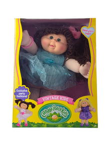 Cabbage Patch Kids 18" Vintage Doll – Blue Dress with Curly Brown Hair