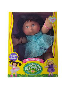 Cabbage Patch Kids 18" Vintage Doll – Blue Dress with Straight Dark Brown Yarn Hair