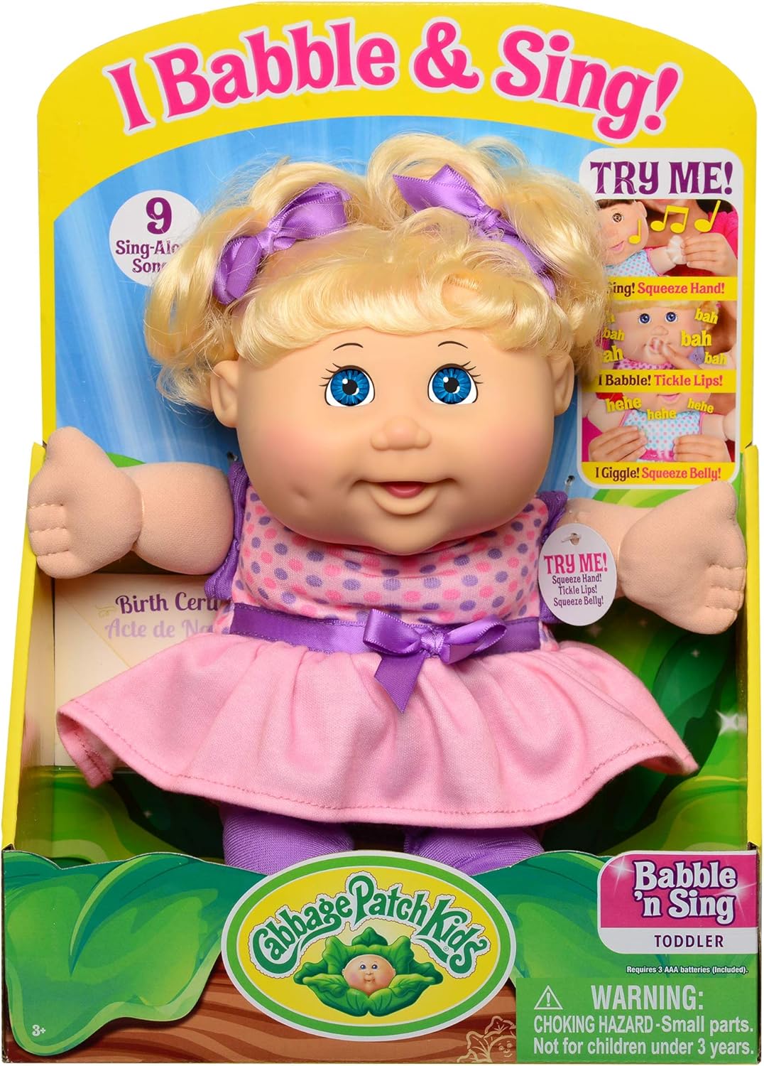 Cabbage Patch Kids Babble 'N Sing Doll 11" Doll - Pink Dress