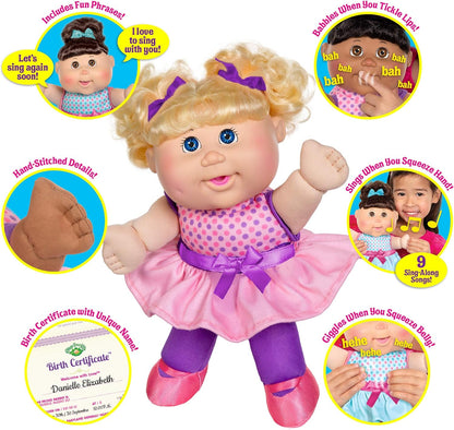 Cabbage Patch Kids Babble 'N Sing Doll 11" Doll - Pink Dress