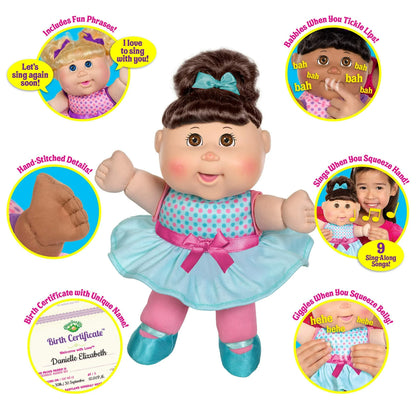 Cabbage Patch Kids Babble 'N Sing Doll 11" Doll - Light Blue Dress