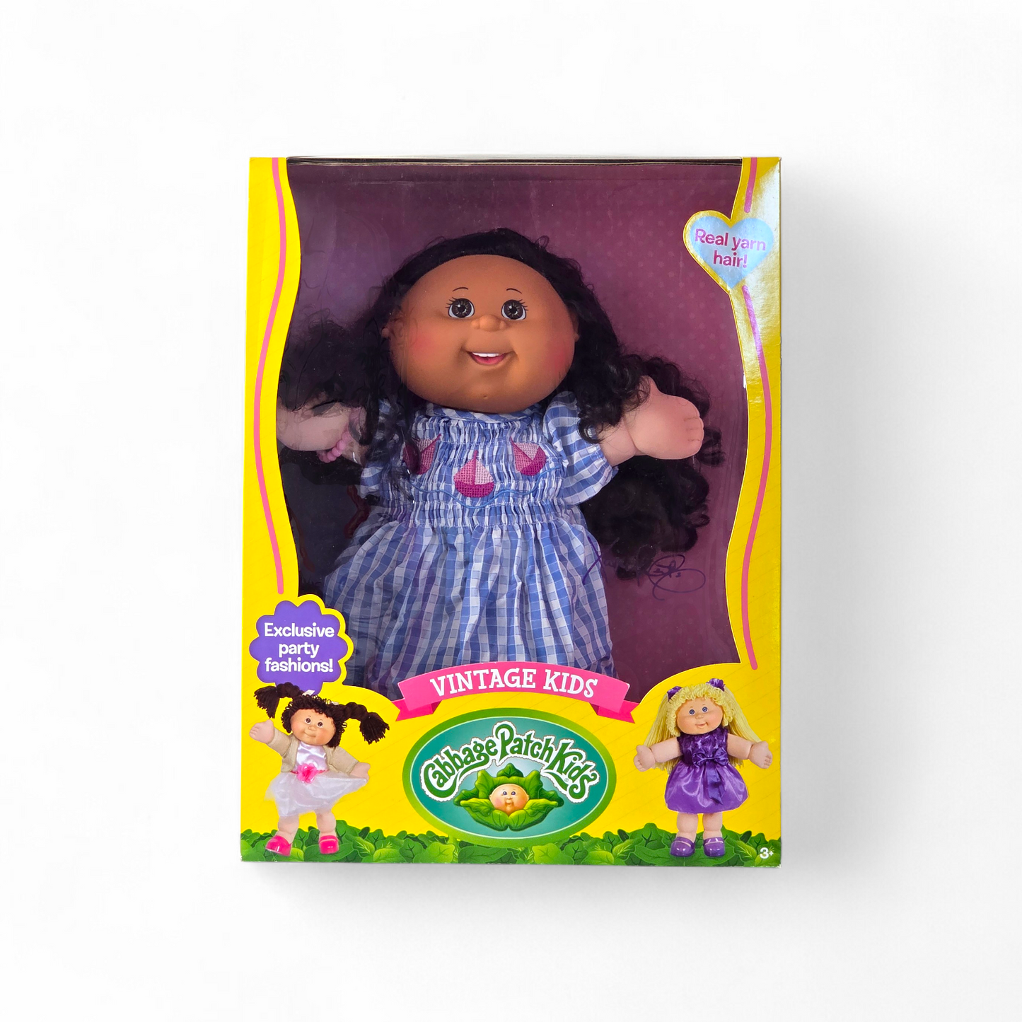 Cabbage Patch Kids Vintage Kids 14" Doll Blue Dress - Long Black Hair
