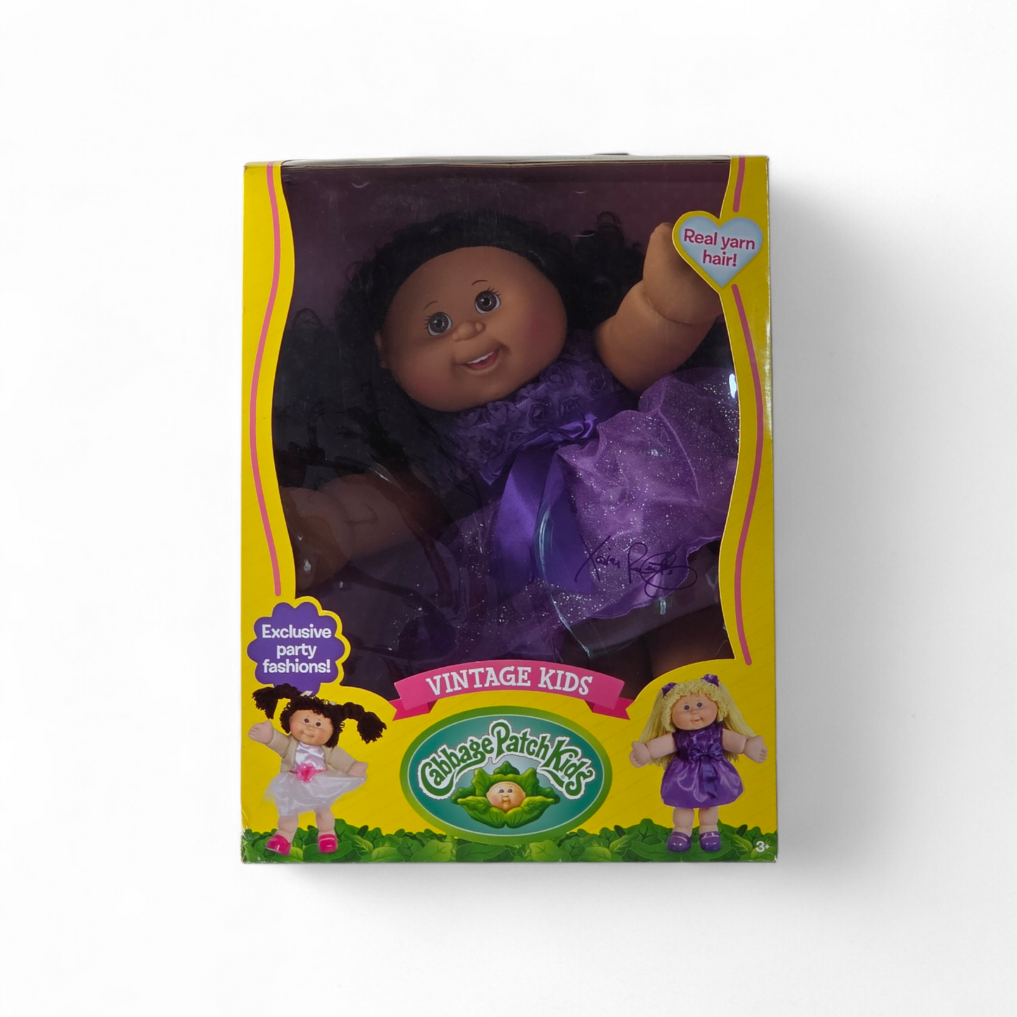 Cabbage Patch Kids Vintage Kids 16" Curly Black Hair Doll – Purple Dress