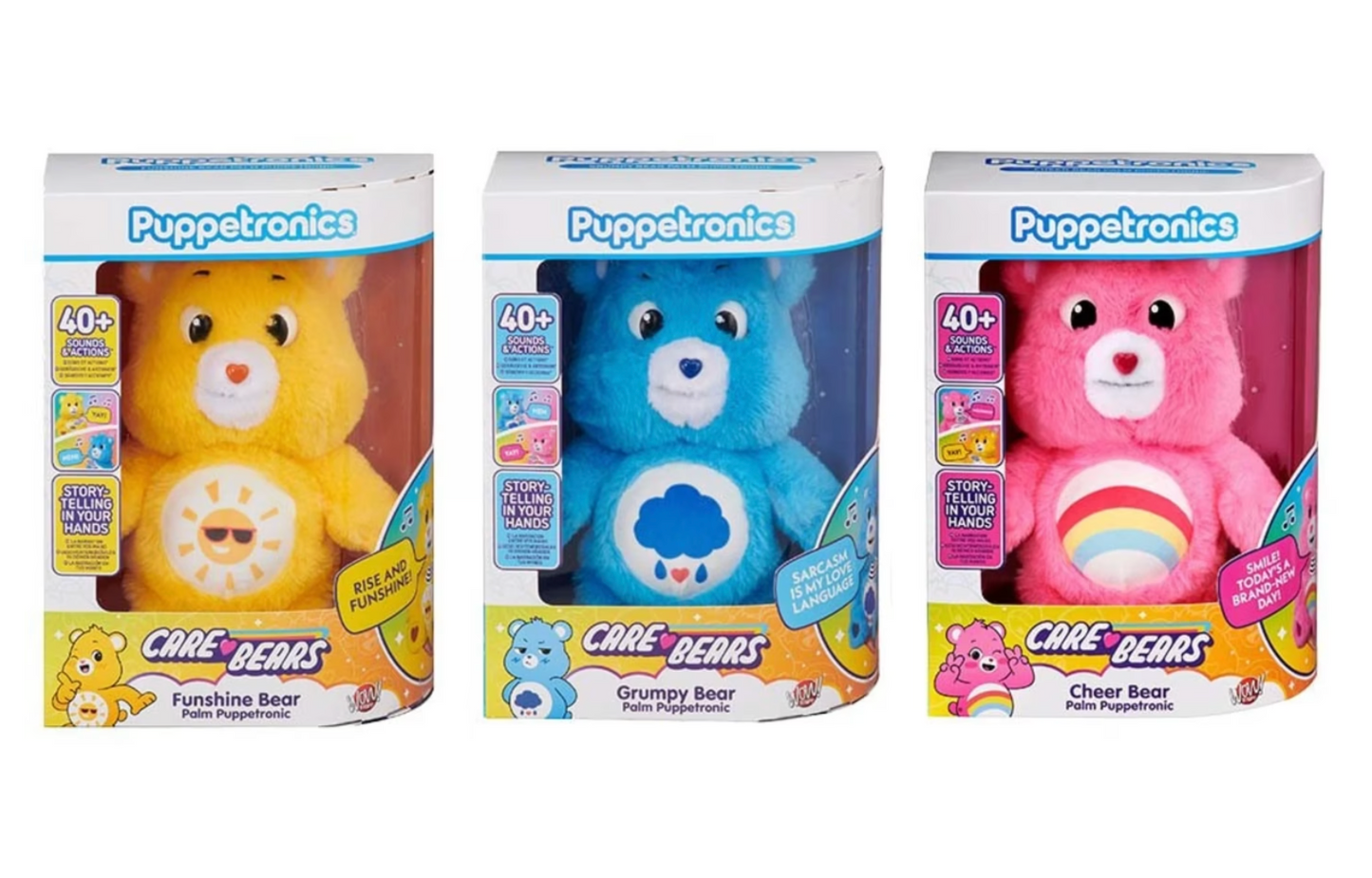 Care Bears Palm Puppetronic interactive plush hand puppet, assorted Cheer Funshine or Grumpy Bear