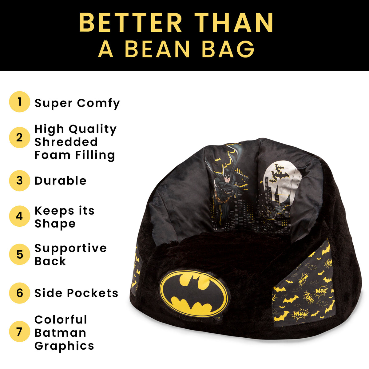 Delta Batman Kids Fluffy Upholstered Chair | Ages 2+