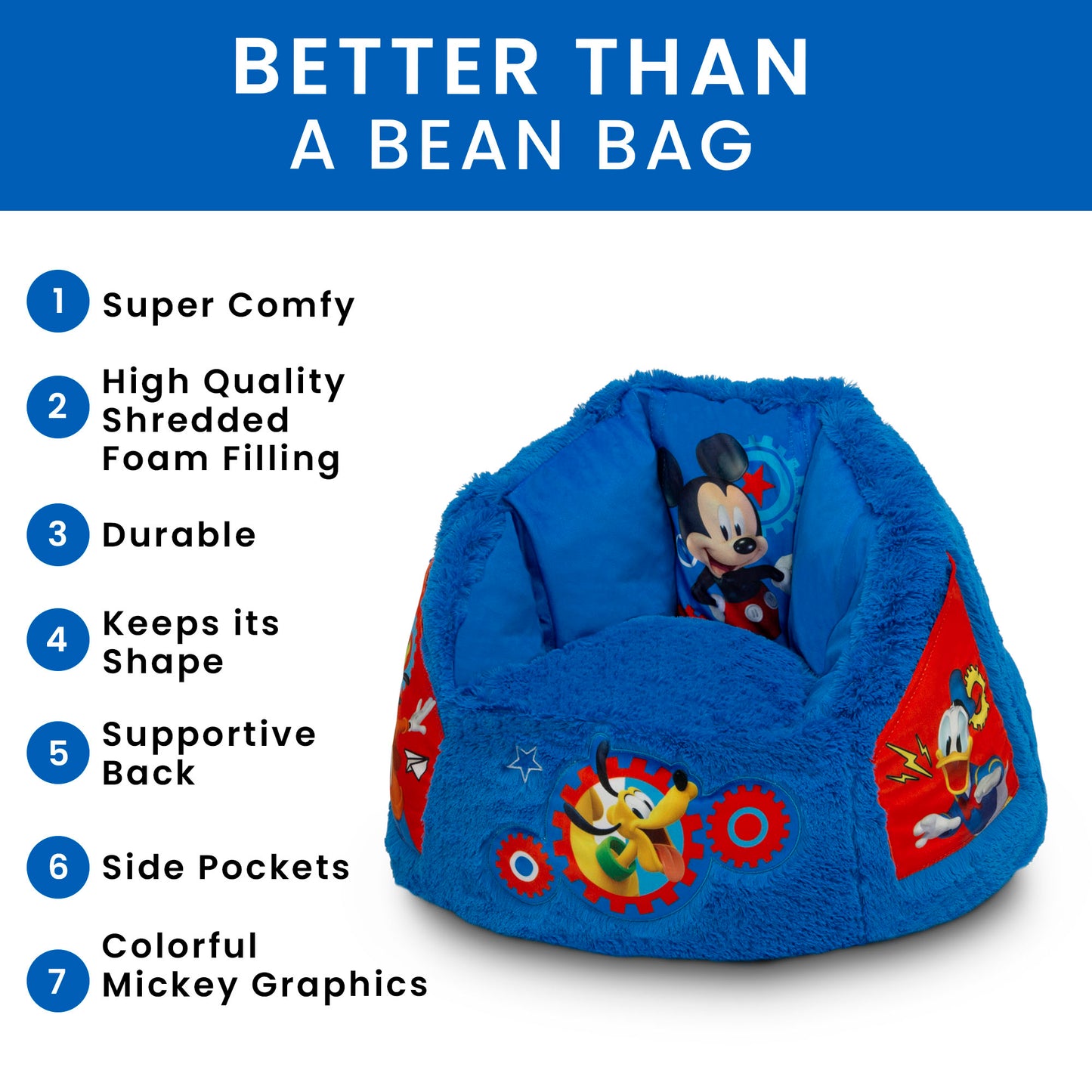 Delta Disney Mickey Mouse Kids Fluffy Upholstered Chair | Ages 2+