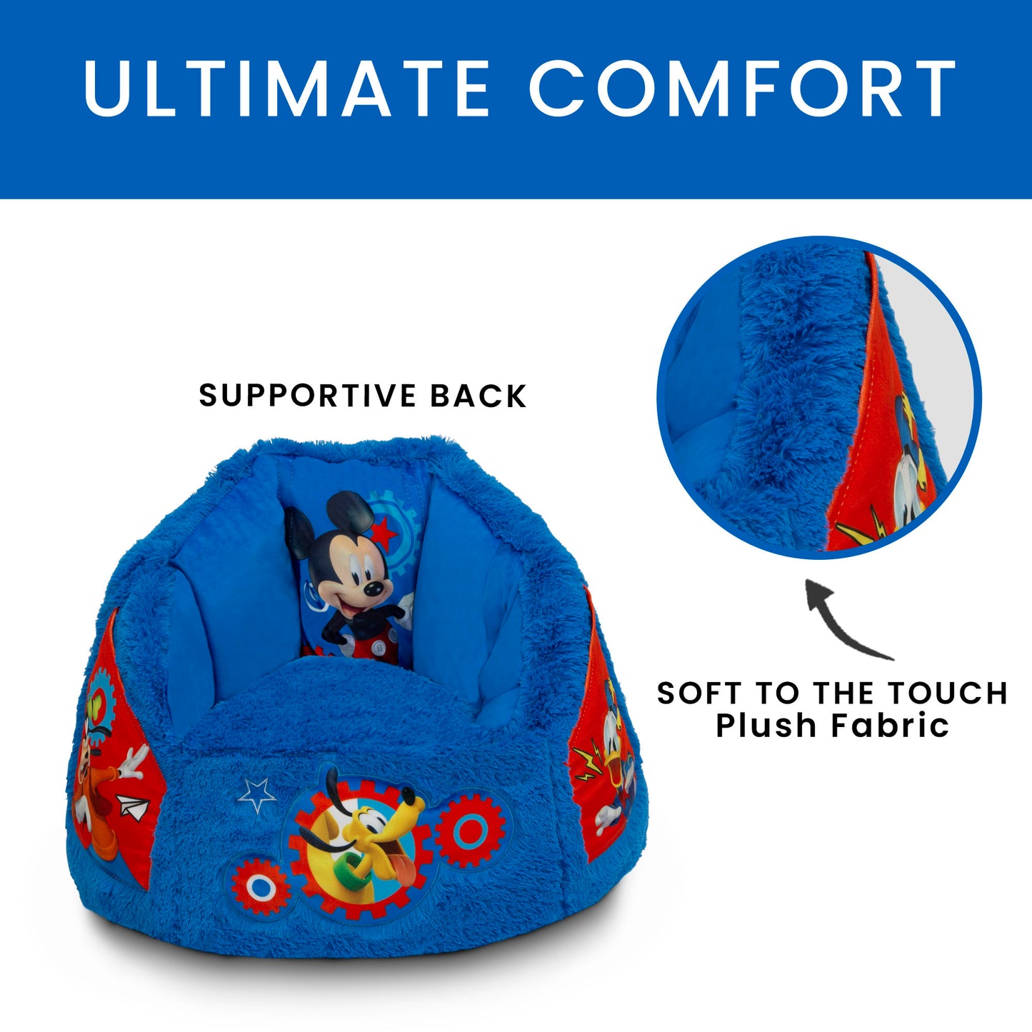 Delta Disney Mickey Mouse Kids Fluffy Upholstered Chair | Ages 2+