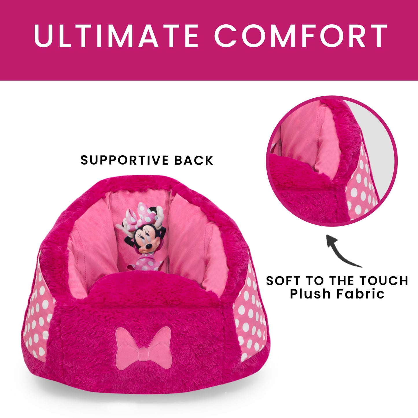 Delta Disney Minnie Mouse Kids Fluffy Upholstered Chair | Ages 2+