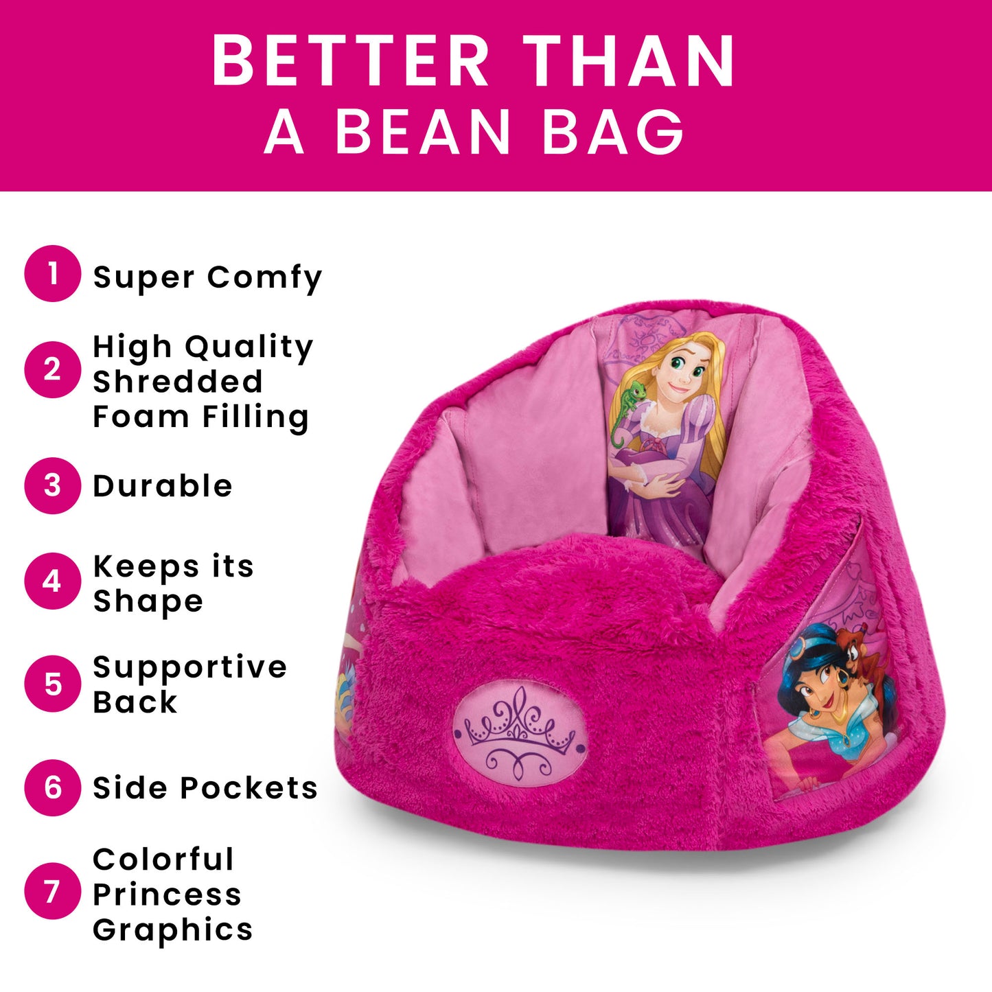 Delta Disney Princess Kids Fluffy Upholstered Chair | Ages 2+