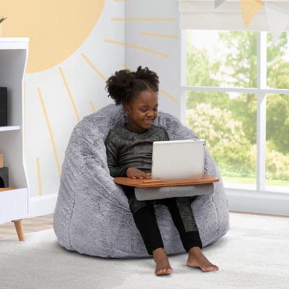 Delta Kids Fluffy Upholstered Chair & Bamboo Lap Desk Set | Ages 2+