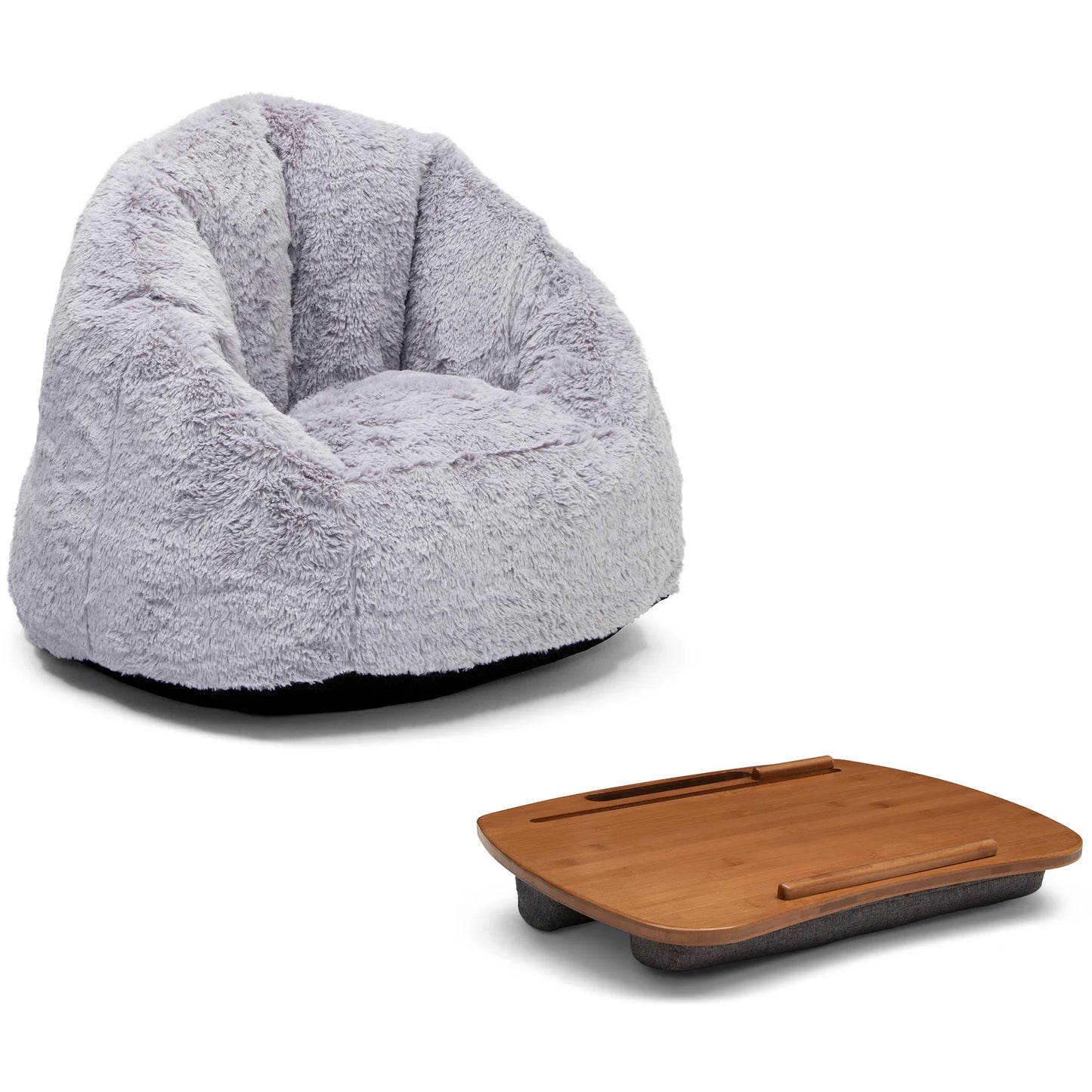 Delta Kids Fluffy Upholstered Chair & Bamboo Lap Desk Set | Ages 2+