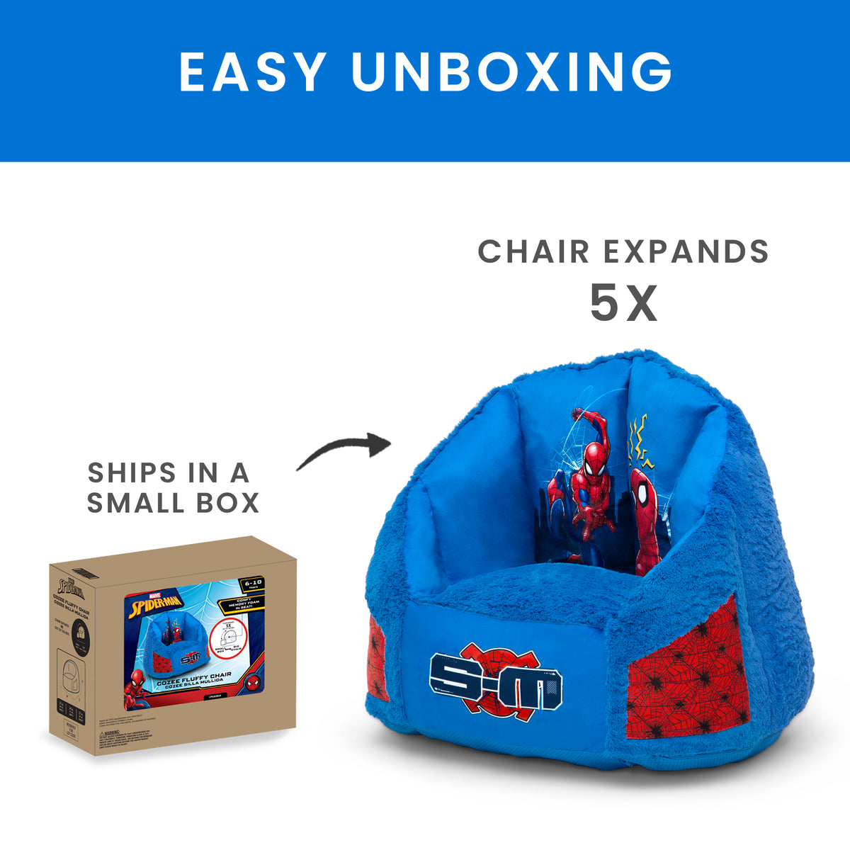 Delta Spider-Man Kids Fluffy Upholstered Chair | Ages 2+