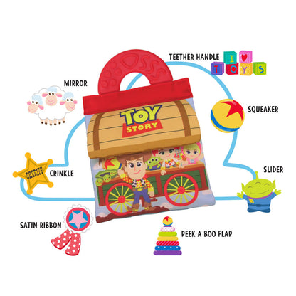 Disney Baby Toy Story Soft Book — Cloth Activity Book with Teether Ring