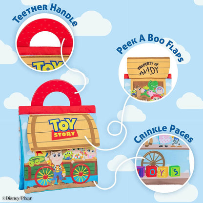 Disney Baby Toy Story Soft Book — Cloth Activity Book with Teether Ring