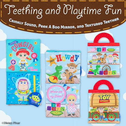 Disney Baby Toy Story Soft Book — Cloth Activity Book with Teether Ring