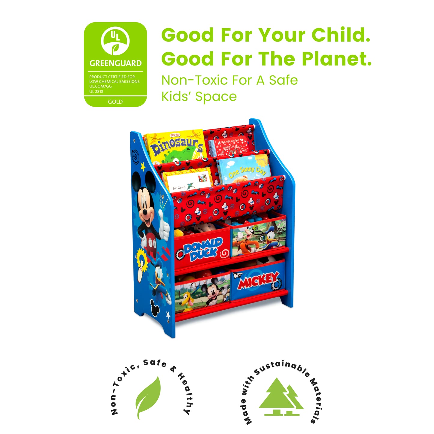 Disney Mickey Mouse Toy and Book Organizer | Kids Storage Shelf