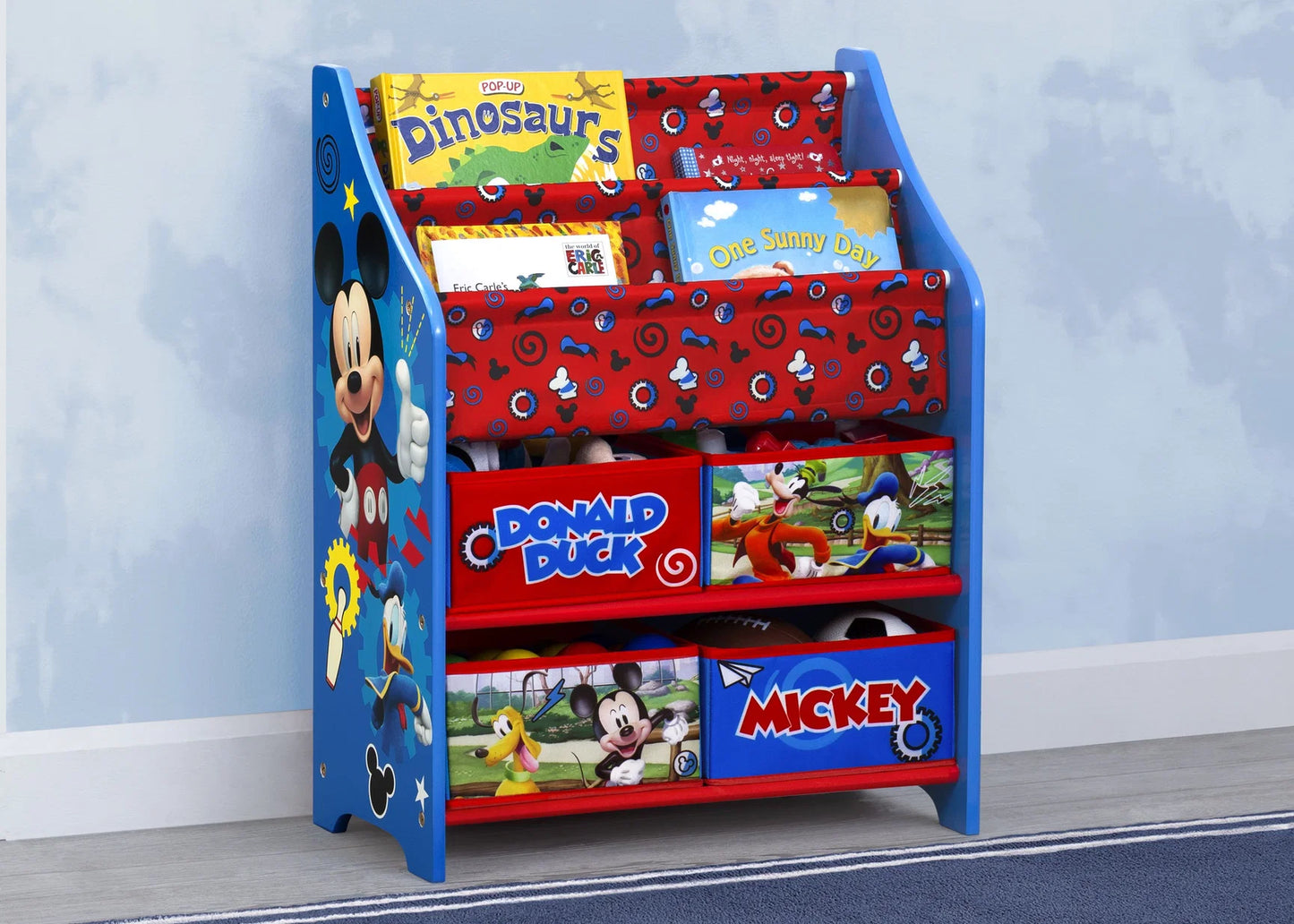 Disney Mickey Mouse Toy and Book Organizer | Kids Storage Shelf