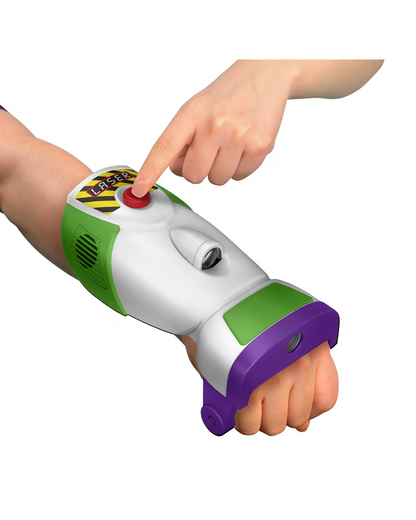 Toy Story 5 Buzz Lightyear Laser Gauntlet — angled view showing button controls and strap