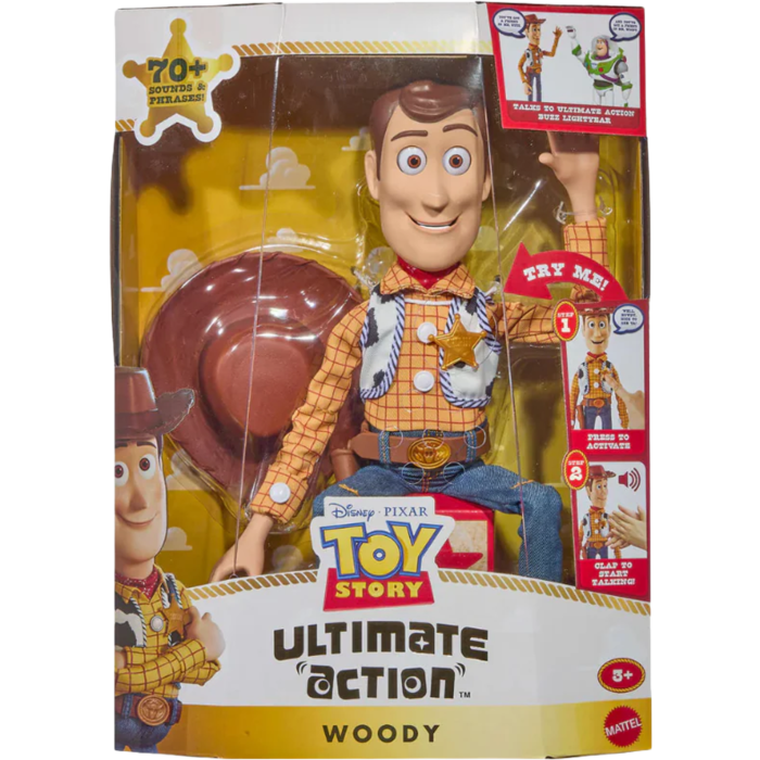 Toy Story 5 Ultimate Pal Woody 16" talking figure — front view in cowboy outfit