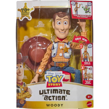 Toy Story 5 Ultimate Pal Woody 16" talking figure — front view in cowboy outfit