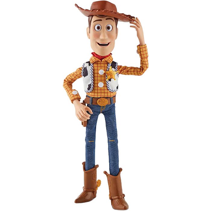 Toy Story 5 Ultimate Pal Woody figure — side profile showing posable joints and fabric outfit
