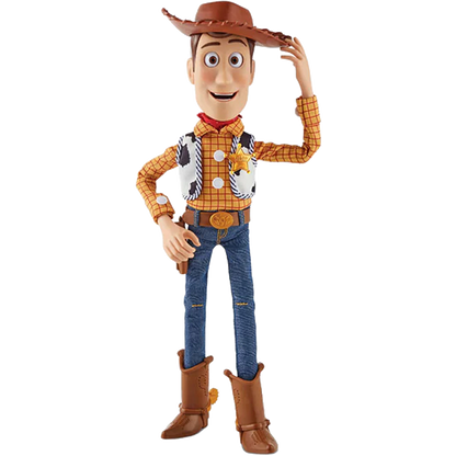 Toy Story 5 Ultimate Pal Woody figure — side profile showing posable joints and fabric outfit
