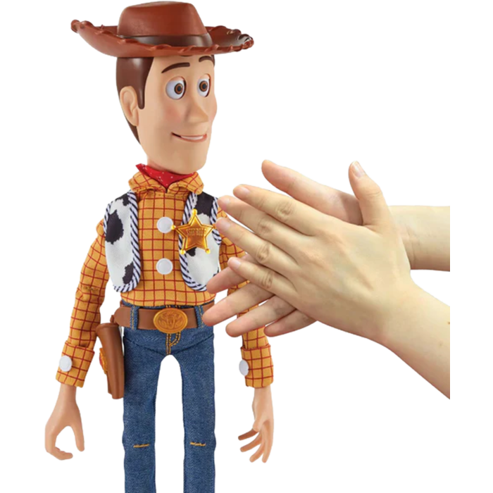 Toy Story 5 Ultimate Pal Woody figure with hat tipped, full-body pose