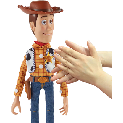 Toy Story 5 Ultimate Pal Woody figure with hat tipped, full-body pose