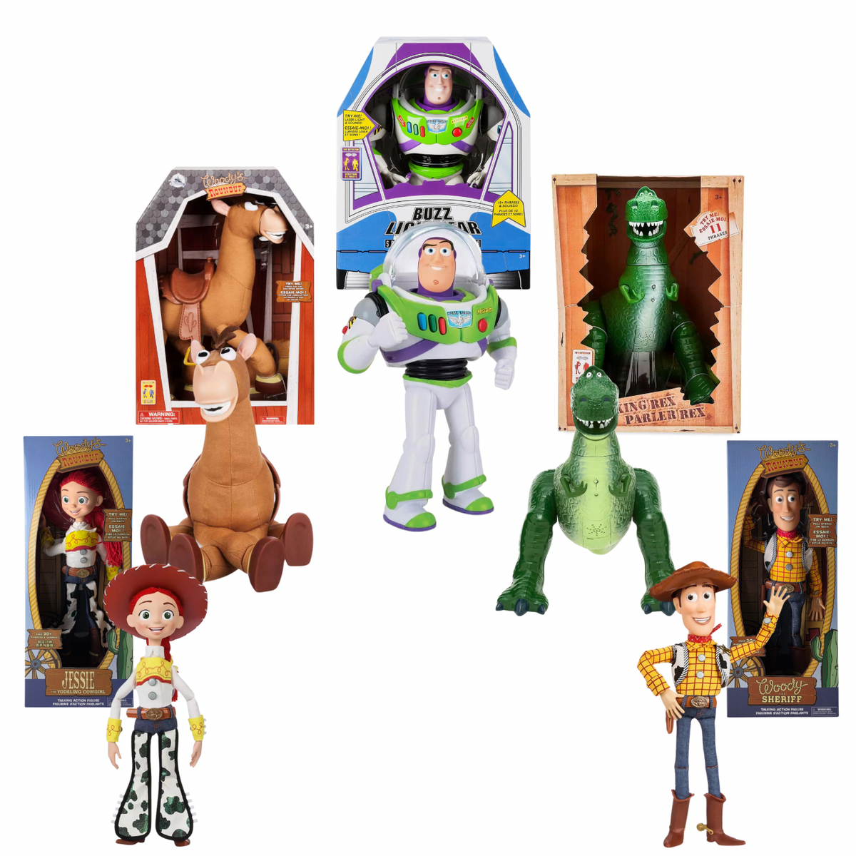 Disney Toy Story Talking Action Figure Bundle | Buzz, Woody, Jessie, Rex & Bullseye
