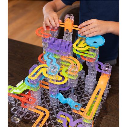 Fat Brain Toys Trestle Tracks Pro – 274-Piece Marble Run Construction Set