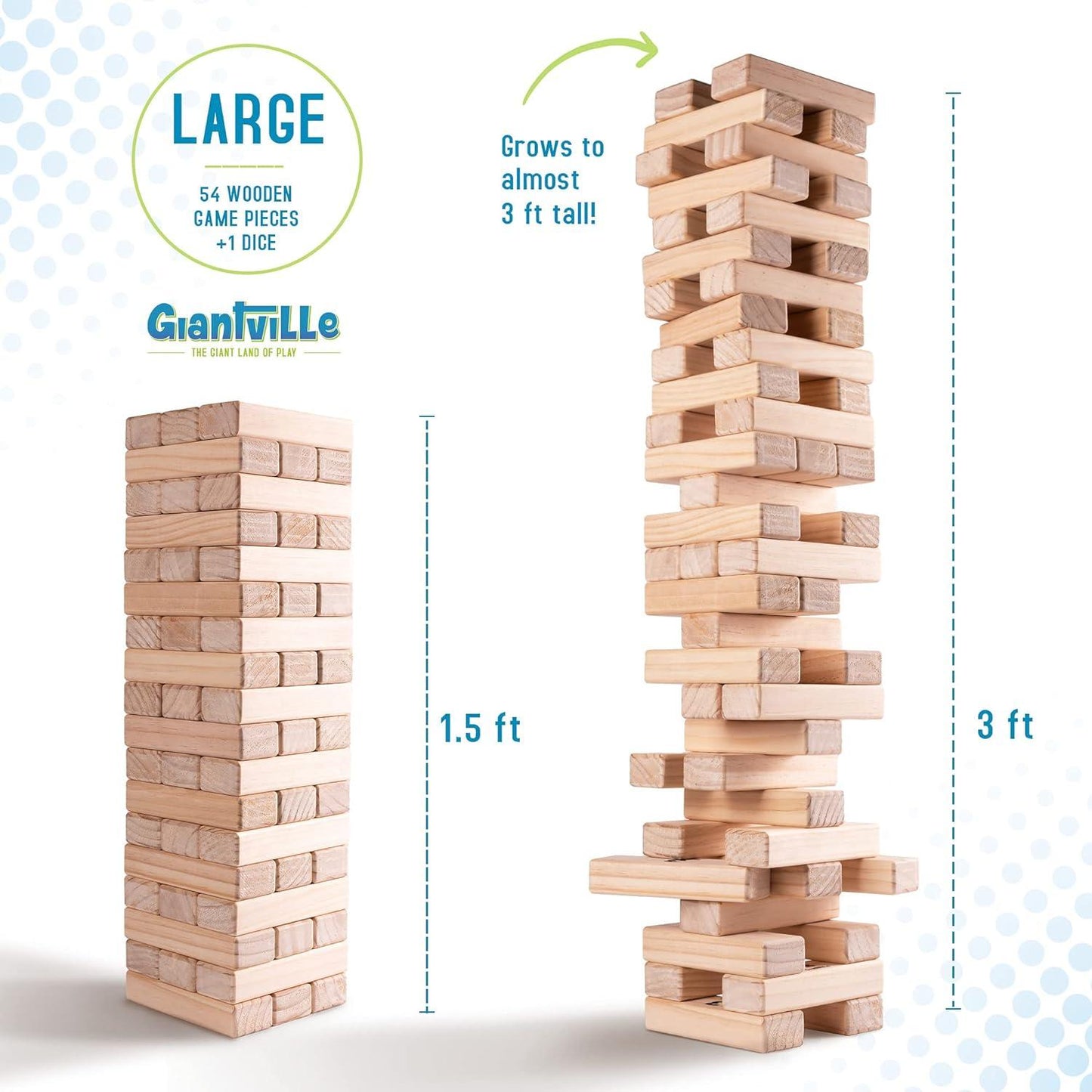 Giantville Tumbling Timber Toy Large Wooden Blocks 54 Pieces