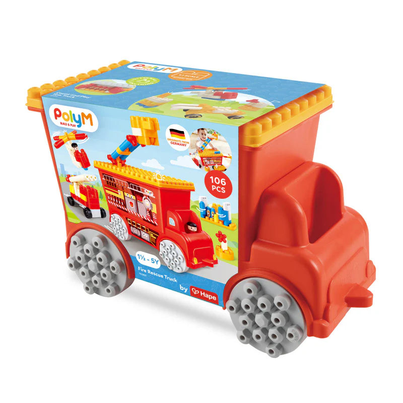 Hape POLYM Fire Rescue Truck Building Block Set – 106 Pieces