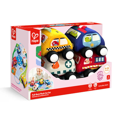 Hape Pull-Back Plush Car Playset