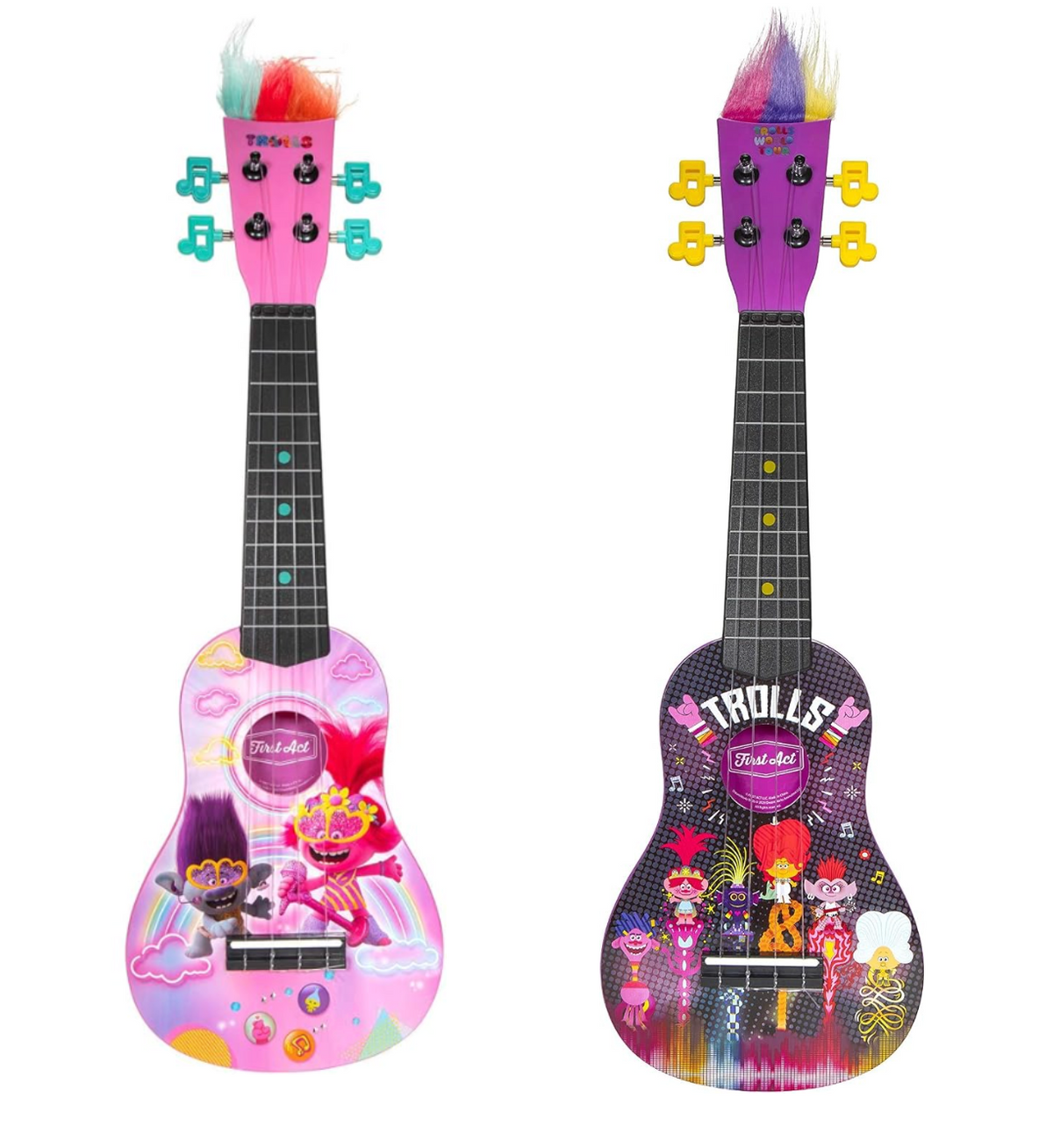 Jazware Trolls World Tour Kids Ukulele Bundle | Black & Pink