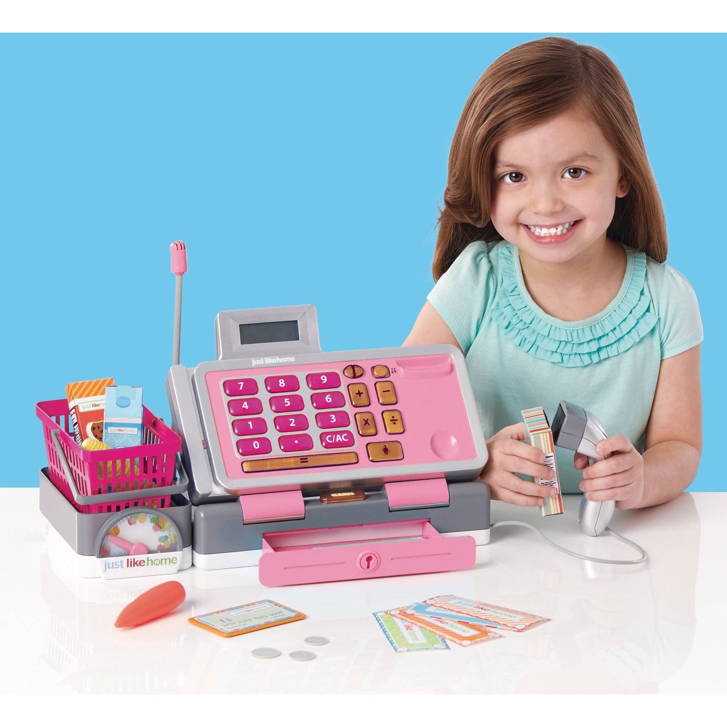 Just Like Home Toy Cash Register Pretend Play