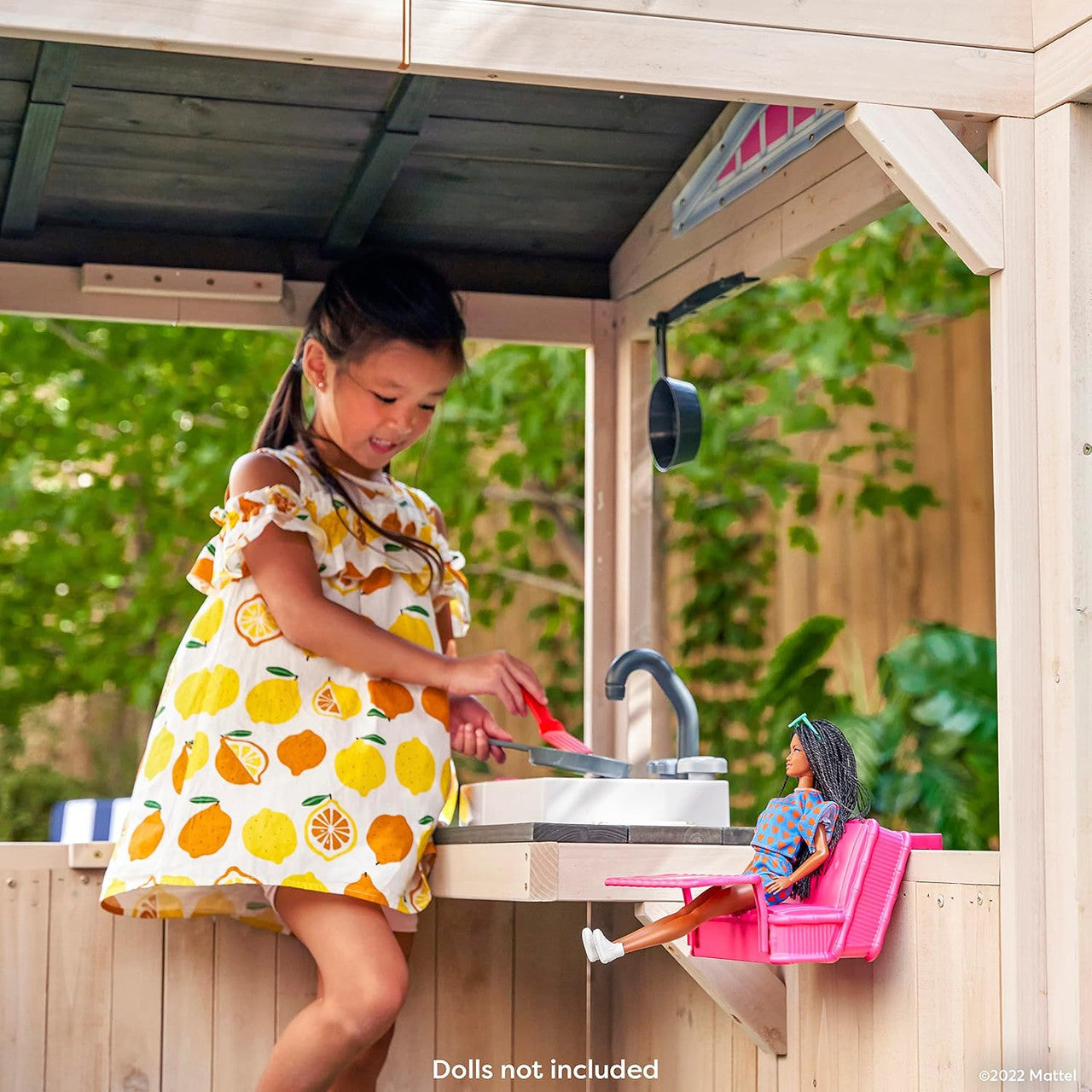 KidKraft Barbie Seaside Wooden Playhouse with Play Kitchen | Ages 3+