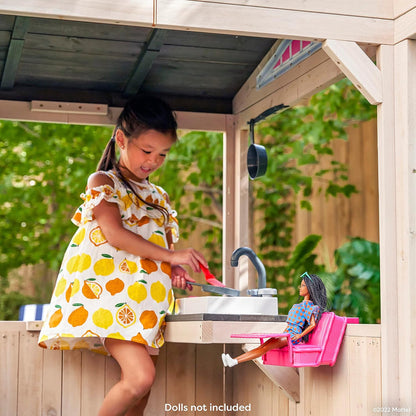 KidKraft Barbie Seaside Wooden Playhouse with Play Kitchen | Ages 3+