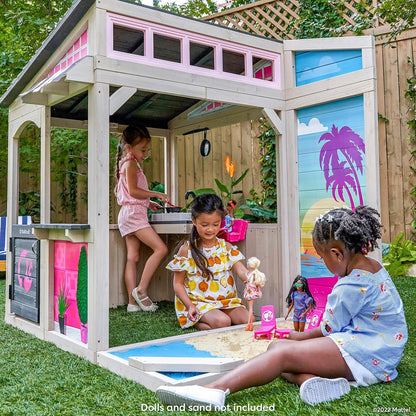 KidKraft Barbie Seaside Wooden Playhouse with Play Kitchen | Ages 3+