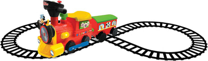 Kiddieland Mickey Mouse Battery-Powered Choo Choo Train Ride on with Caboose and Tracks