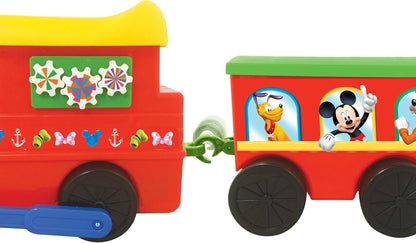 Kiddieland Mickey Mouse Battery-Powered Choo Choo Train Ride on with Caboose and Tracks