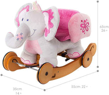 Labebe 2 in 1 Plush Rocking Elephant with Wheels | Baby Rocker & Ride On