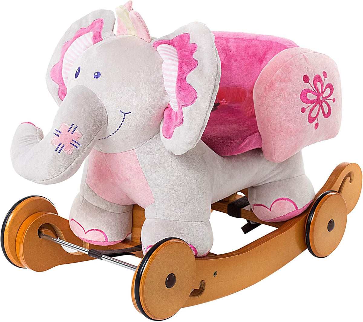 Labebe 2 in 1 Plush Rocking Elephant with Wheels | Baby Rocker & Ride On