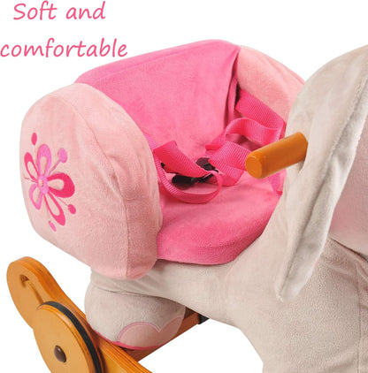 Labebe 2 in 1 Plush Rocking Elephant with Wheels | Baby Rocker & Ride On